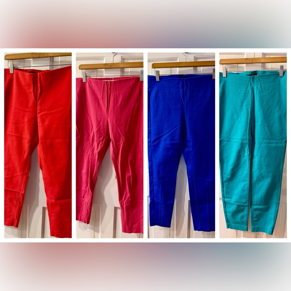 Crosby Cropped Pants 4 Pairs: Red, Pink, Blue, & Teal - Size 6, EUC!